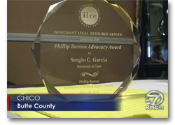 Sergio Garcia Presented with Phillip Burton Award